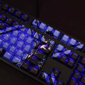 Side view of Solo Leveling keycaps highlighting artistic textures