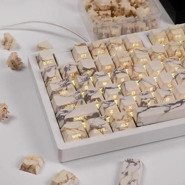Marble PBT Keycaps - OliveKeys