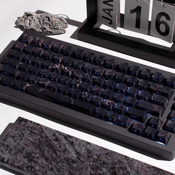Marble Black PBT Keycaps - OliveKeys