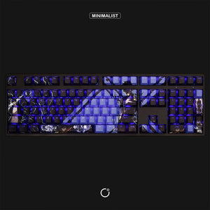 Colorful Solo Leveling keycaps on a vibrant mechanical keyboard