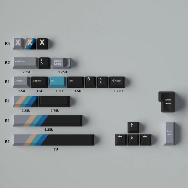 Custom Gradient Black PBT Keycaps - OliveKeys